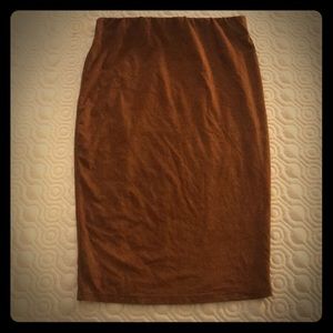 Faux suede tight skirt cognac type color